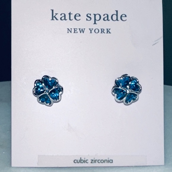 Kate Spade - Something Sparkly Spade stud earrings in silver/light sapph… - Picture 7 of 7